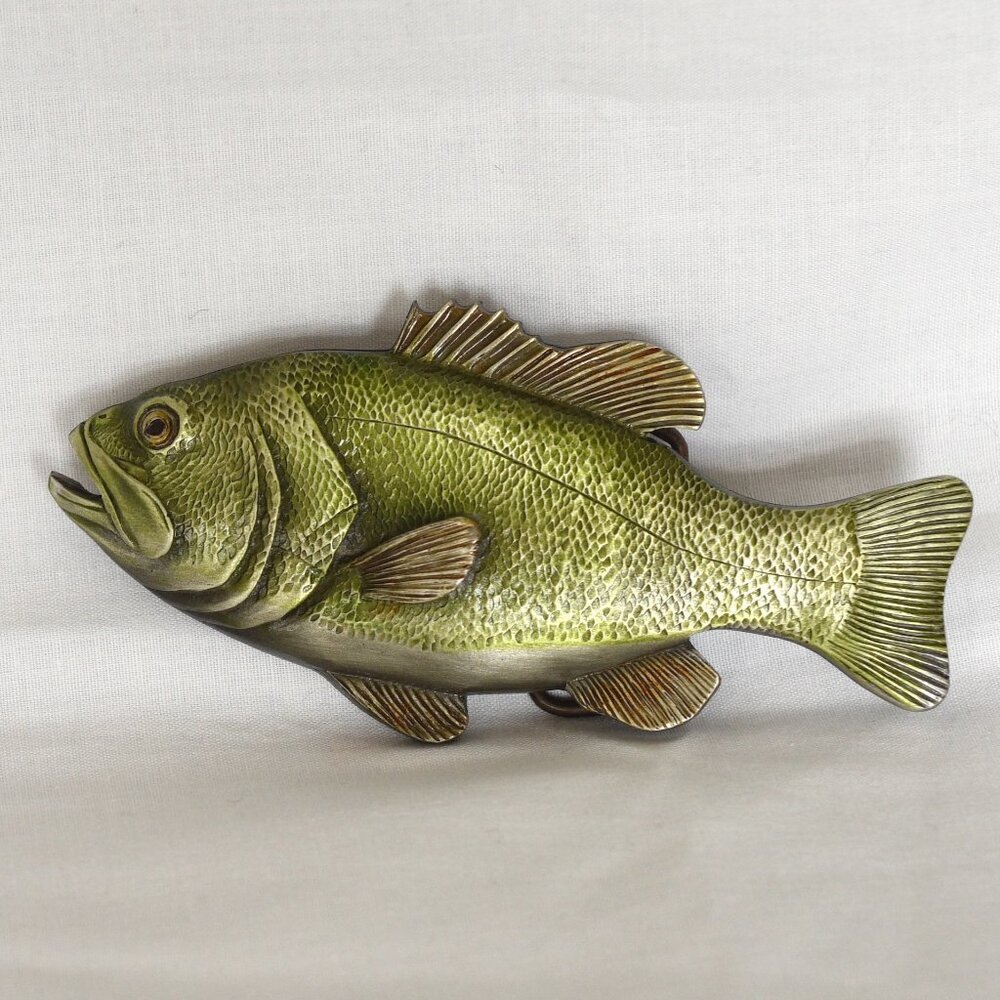 Bergamot Large Mouth Bass F259 Collectible Belt Buckle With Measuring Tape - USA